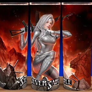 Silver Sable Comic Book Superhero Cup Mug Tumbler 20oz